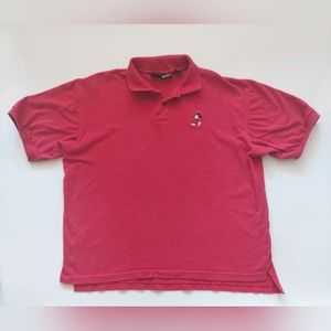 Disney Originals Mickey Mouse Polo Shirt Mens Large Red Vintage